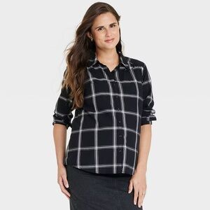 NWT Isabel Maternity Plaid Button Down Shirt